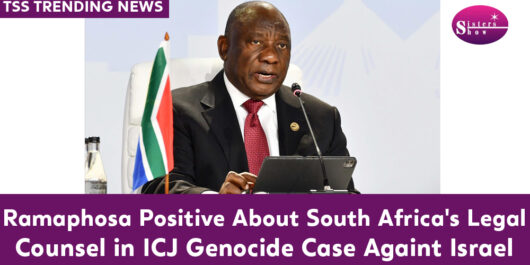 Image featuring Cyril Ramaphosa, President of South Africa, discussing legal matters related to the ICJ genocide case against Israel.